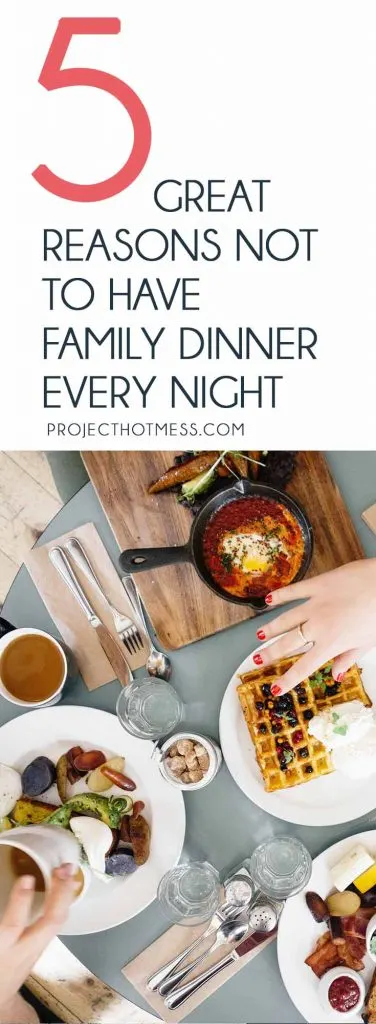 Do you feel guilty for not having family dinner every night? Stop! There are great reasons why you should give yourself a break and not do this every night. Family Dinner | Family Cooking | Family Dinner Every Night | Family Time | Eating Together | Families Eat Together | Parenting | Parenting Tips | Surviving Motherhood | Family Tips
