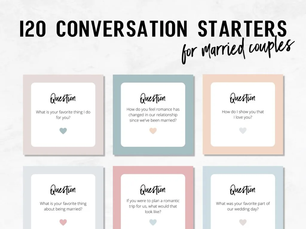 120 Conversation Starter Cards For Married Couples - Printable