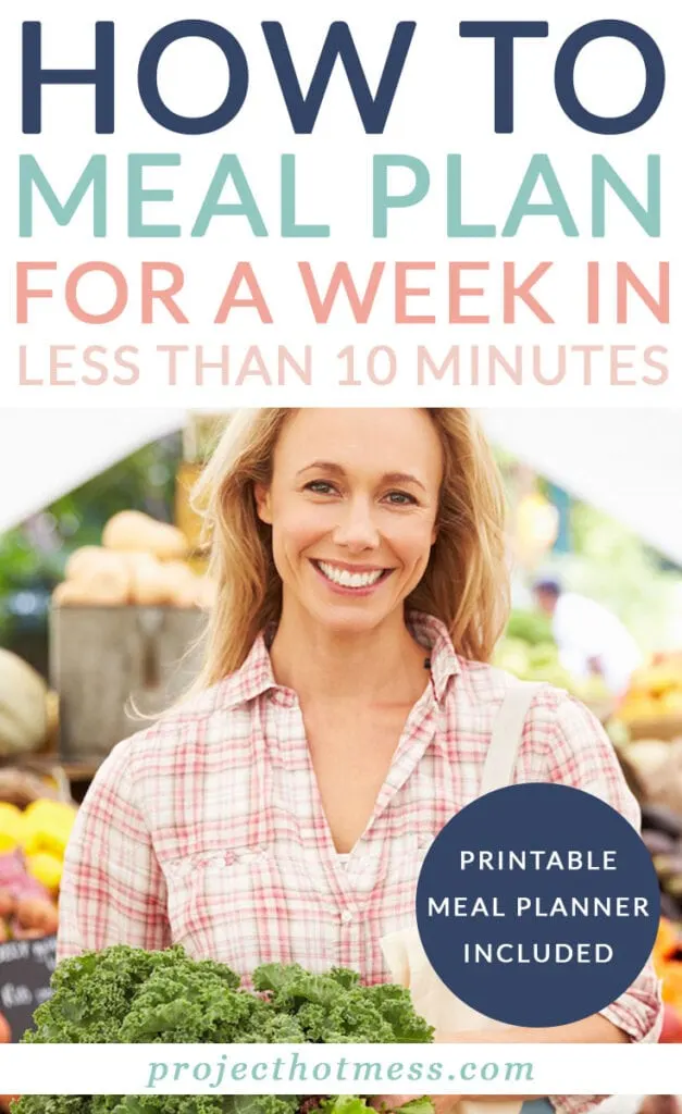 Learn how to meal plan for a week in less than 10 minutes with the help of a few tools and a list you can print out.